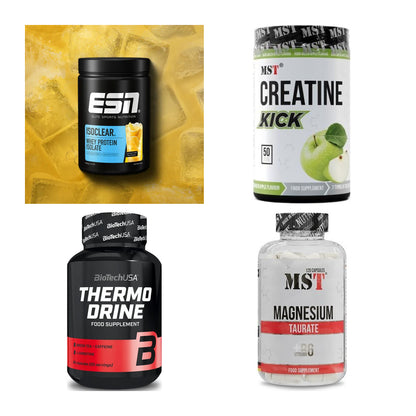 Wettkampfvorbereitung: ESN ISOCLEAR + MST Creatine + 2 weitere – alle enthaltenen Artikel