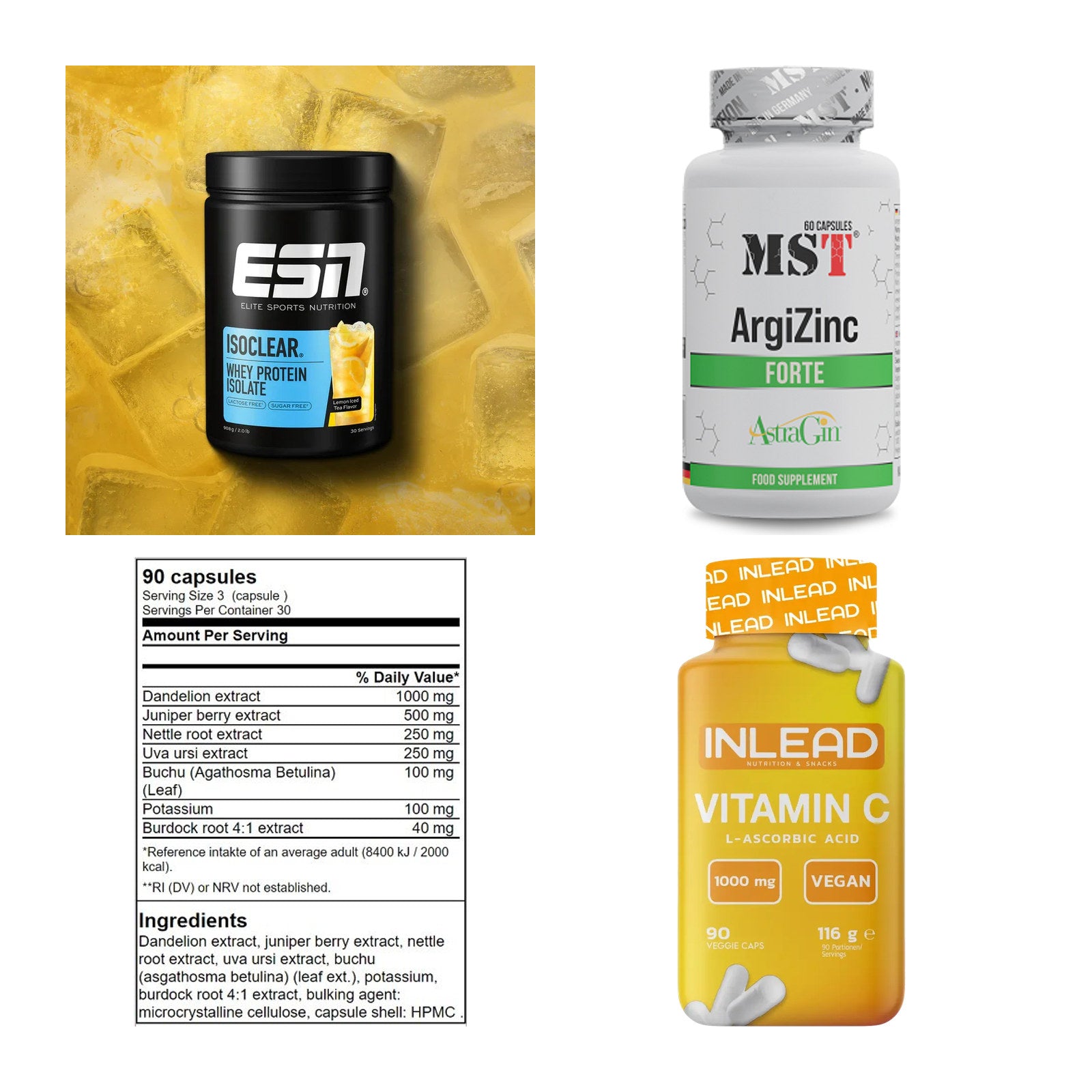 Wettkampfvorbereitung: ESN ISOCLEAR + MST ArgiZinc + 2 weitere – alle enthaltenen Artikel