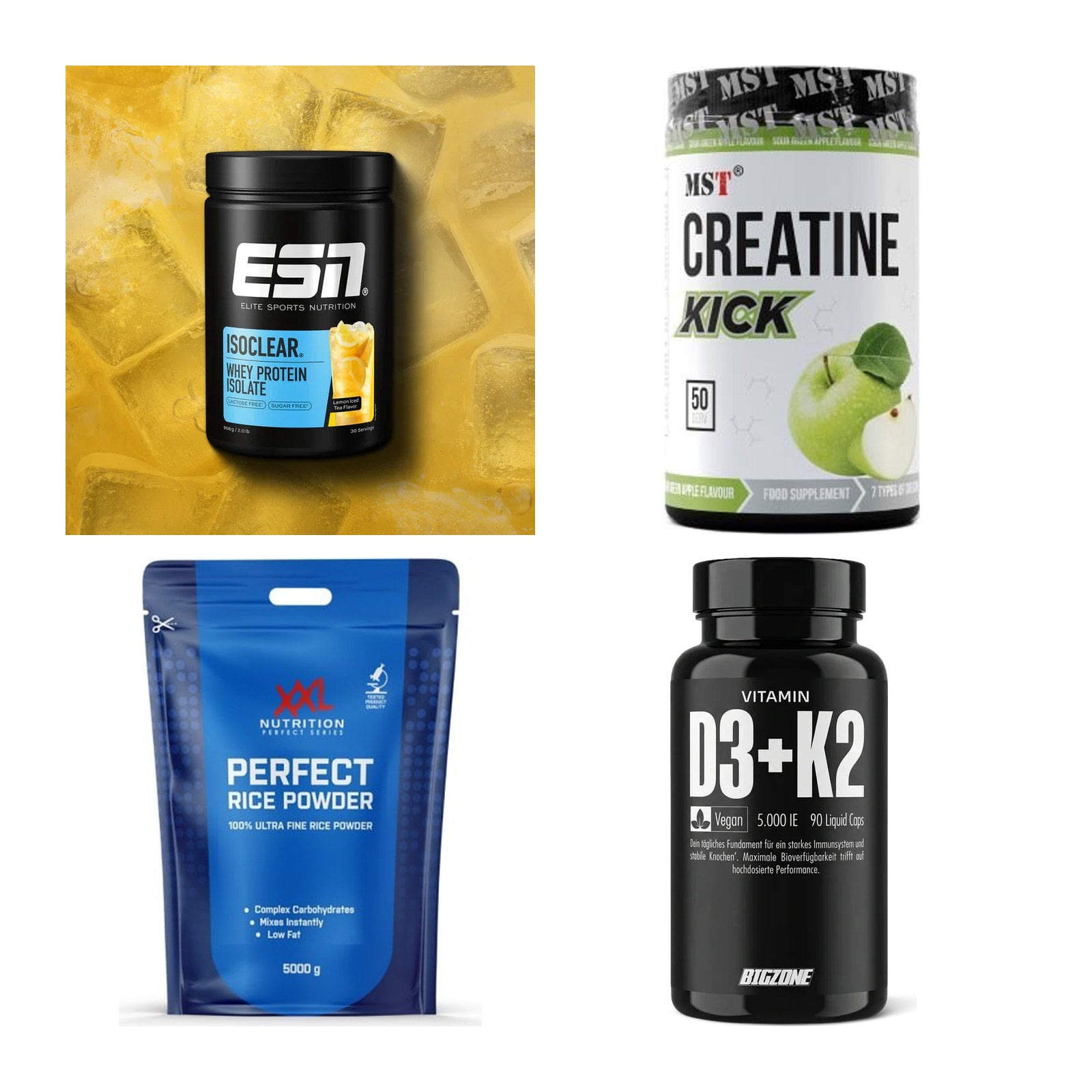 Wettkampfvorbereitung: ESN ISOCLEAR + MST Creatine + 2 weitere – alle enthaltenen Artikel