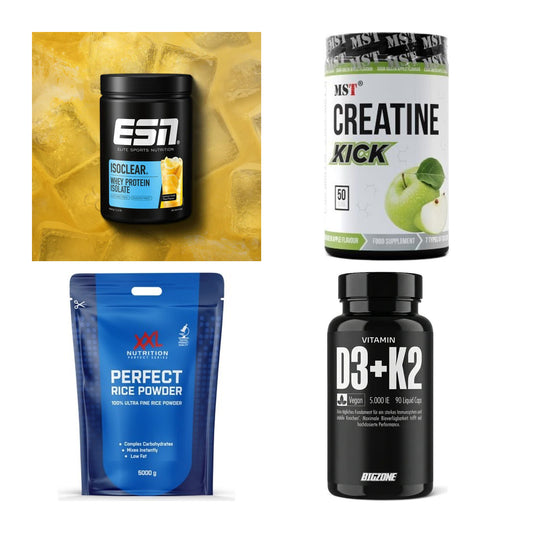 Wettkampfvorbereitung: ESN ISOCLEAR + MST Creatine + 2 weitere – alle enthaltenen Artikel