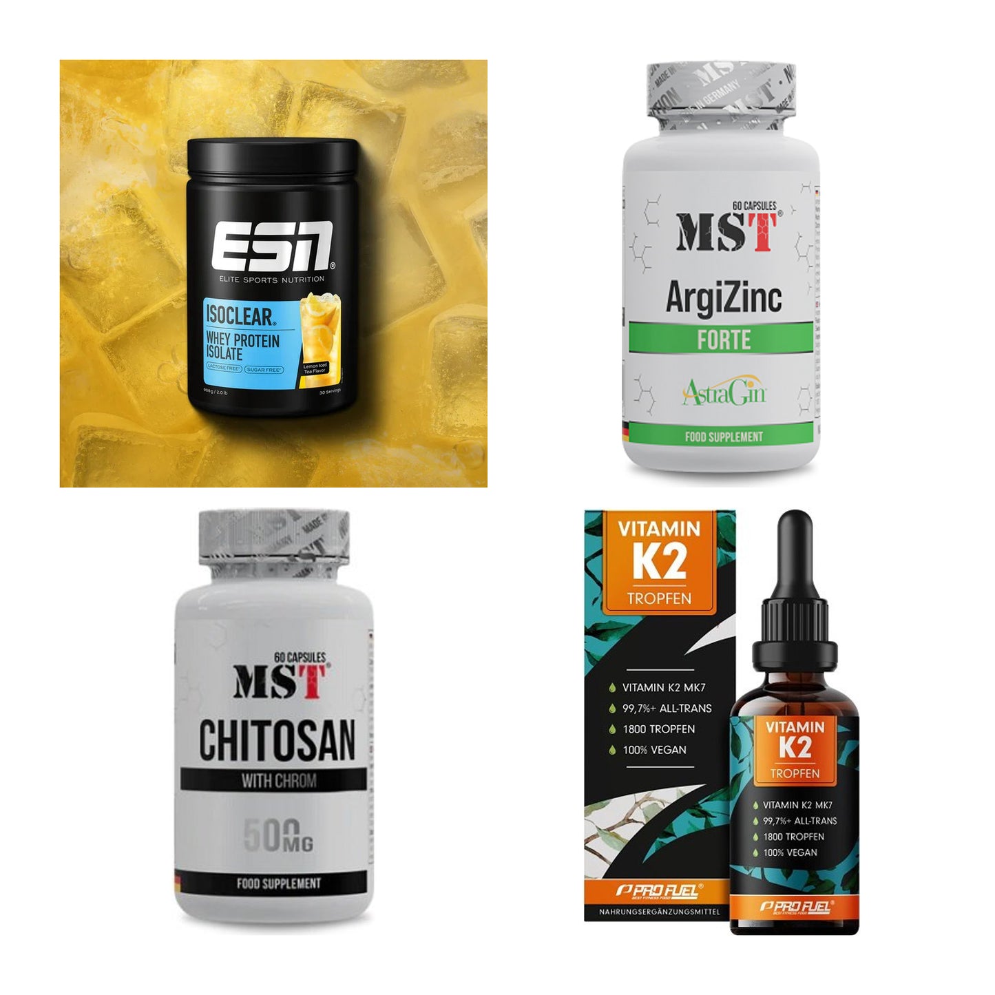 Wettkampfvorbereitung: ESN ISOCLEAR + MST ArgiZinc + 2 weitere – alle enthaltenen Artikel