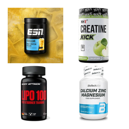 Wettkampfvorbereitung: ESN ISOCLEAR + MST Creatine + 2 weitere – alle enthaltenen Artikel