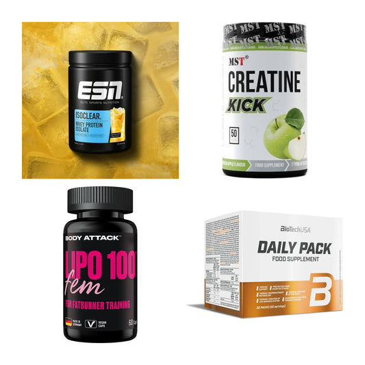 Wettkampfvorbereitung: ESN ISOCLEAR + MST Creatine + 2 weitere – alle enthaltenen Artikel
