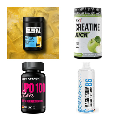 Wettkampfvorbereitung: ESN ISOCLEAR + MST Creatine + 2 weitere – alle enthaltenen Artikel