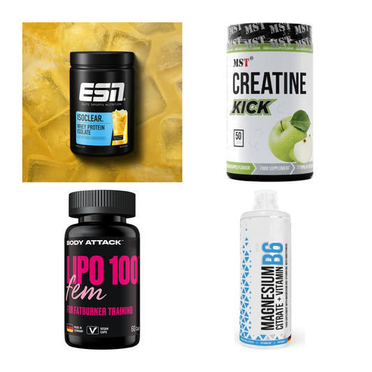 Wettkampfvorbereitung: ESN ISOCLEAR + MST Creatine + 2 weitere – alle enthaltenen Artikel