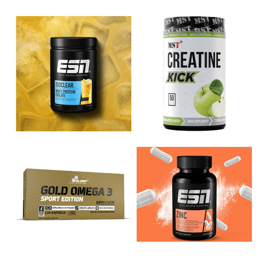Wettkampfvorbereitung: ESN ISOCLEAR + MST Creatine + 2 weitere – alle enthaltenen Artikel