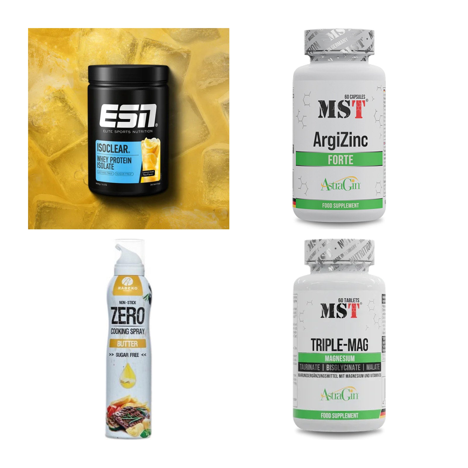 Wettkampfvorbereitung: ESN ISOCLEAR + MST ArgiZinc + 2 weitere – alle enthaltenen Artikel