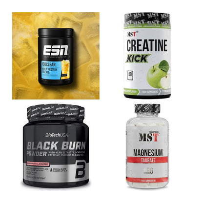 Wettkampfvorbereitung: ESN ISOCLEAR + MST Creatine + 2 weitere – alle enthaltenen Artikel