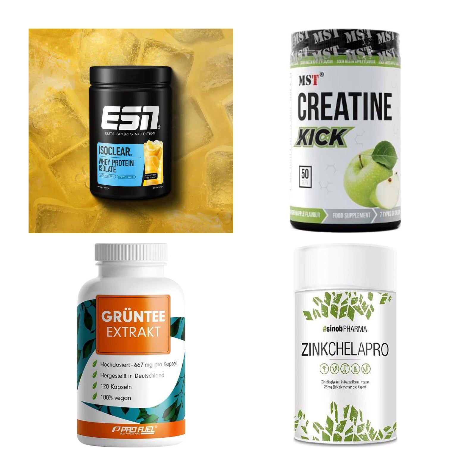 Wettkampfvorbereitung: ESN ISOCLEAR + MST Creatine + 2 weitere – alle enthaltenen Artikel