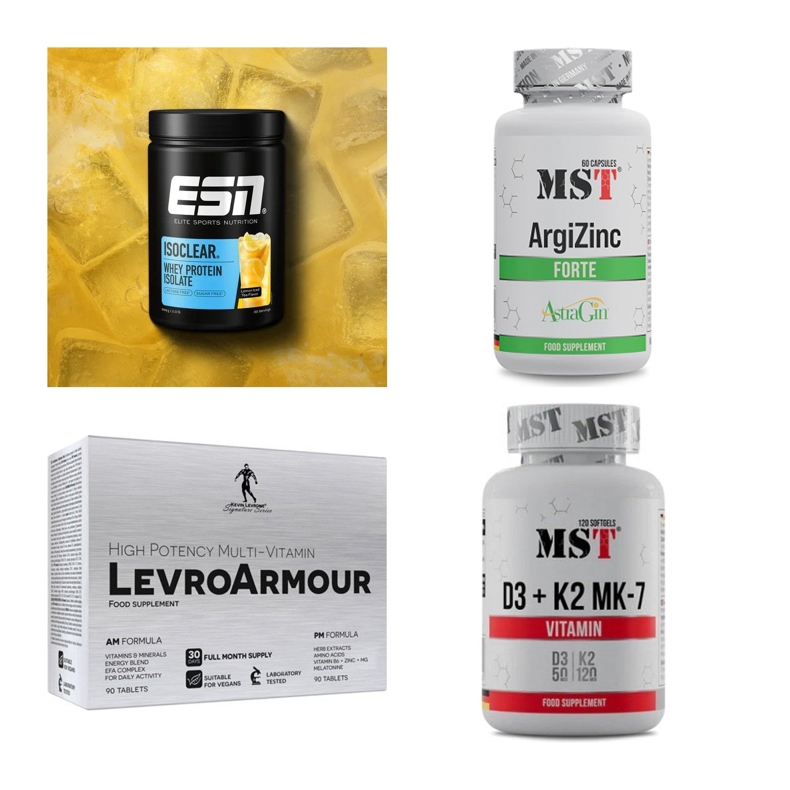 Wettkampfvorbereitung: ESN ISOCLEAR + MST ArgiZinc + 2 weitere – alle enthaltenen Artikel