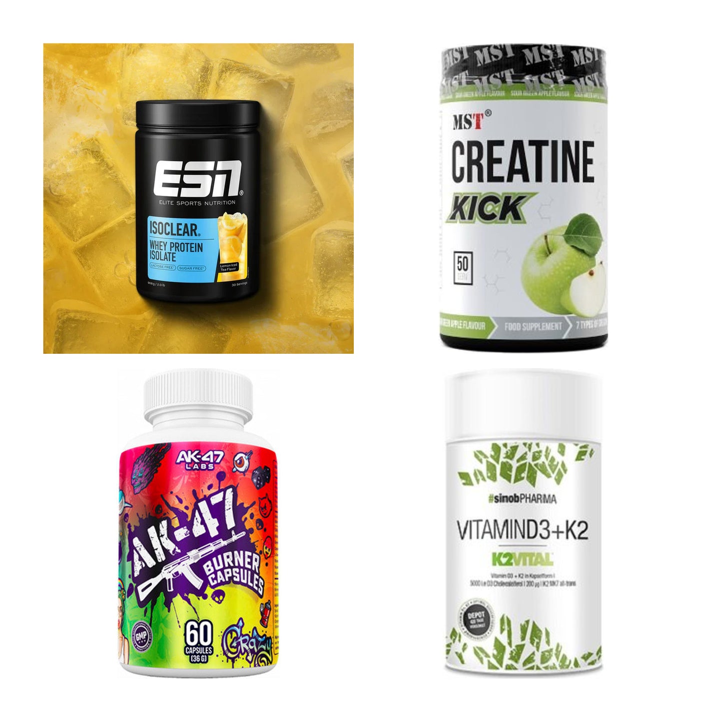 Wettkampfvorbereitung: ESN ISOCLEAR + MST Creatine + 2 weitere – alle enthaltenen Artikel