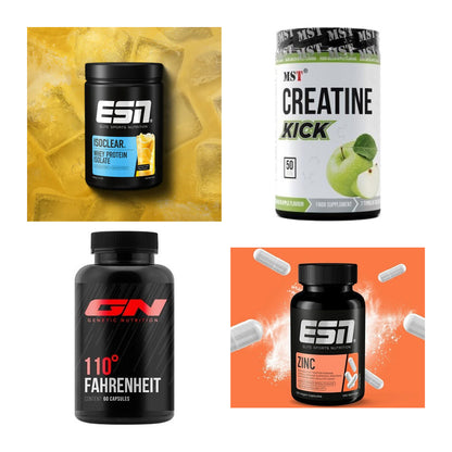 Wettkampfvorbereitung: ESN ISOCLEAR + MST Creatine + 2 weitere – alle enthaltenen Artikel