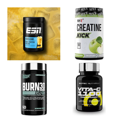 Wettkampfvorbereitung: ESN ISOCLEAR + MST Creatine + 2 weitere – alle enthaltenen Artikel