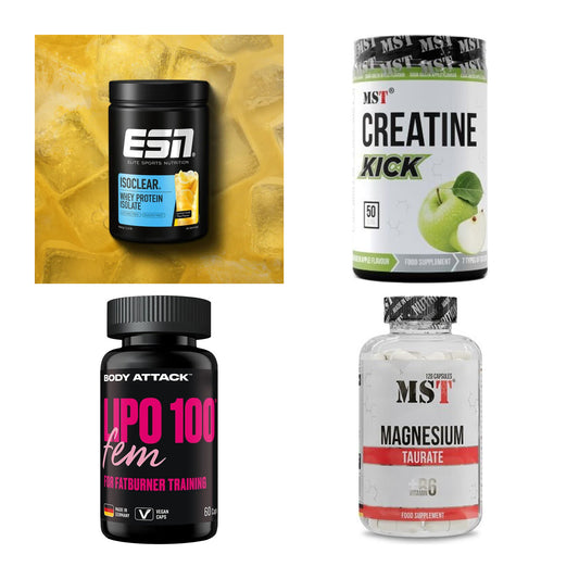 Wettkampfvorbereitung: ESN ISOCLEAR + MST Creatine + 2 weitere – alle enthaltenen Artikel