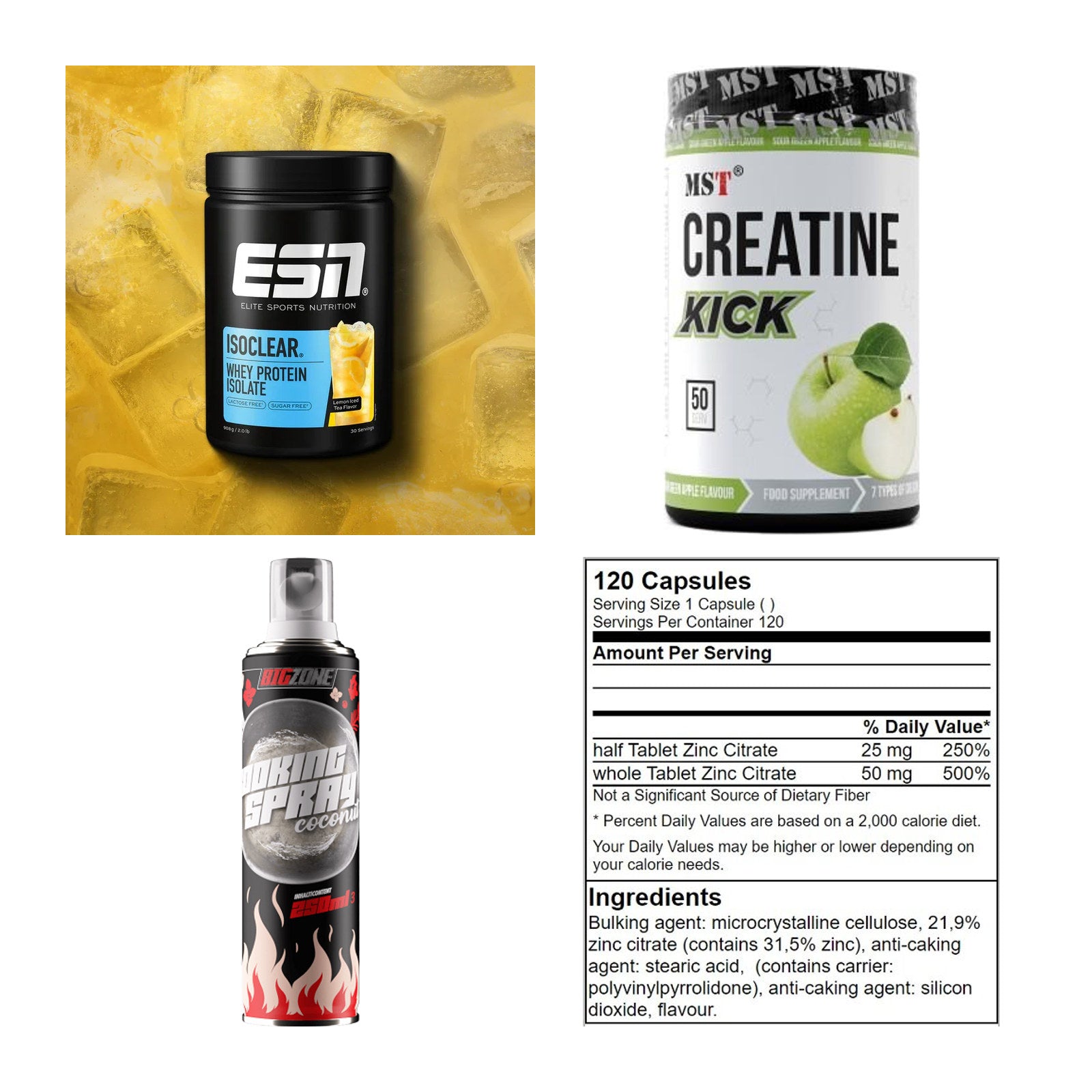 Wettkampfvorbereitung: ESN ISOCLEAR + MST Creatine + 2 weitere – alle enthaltenen Artikel