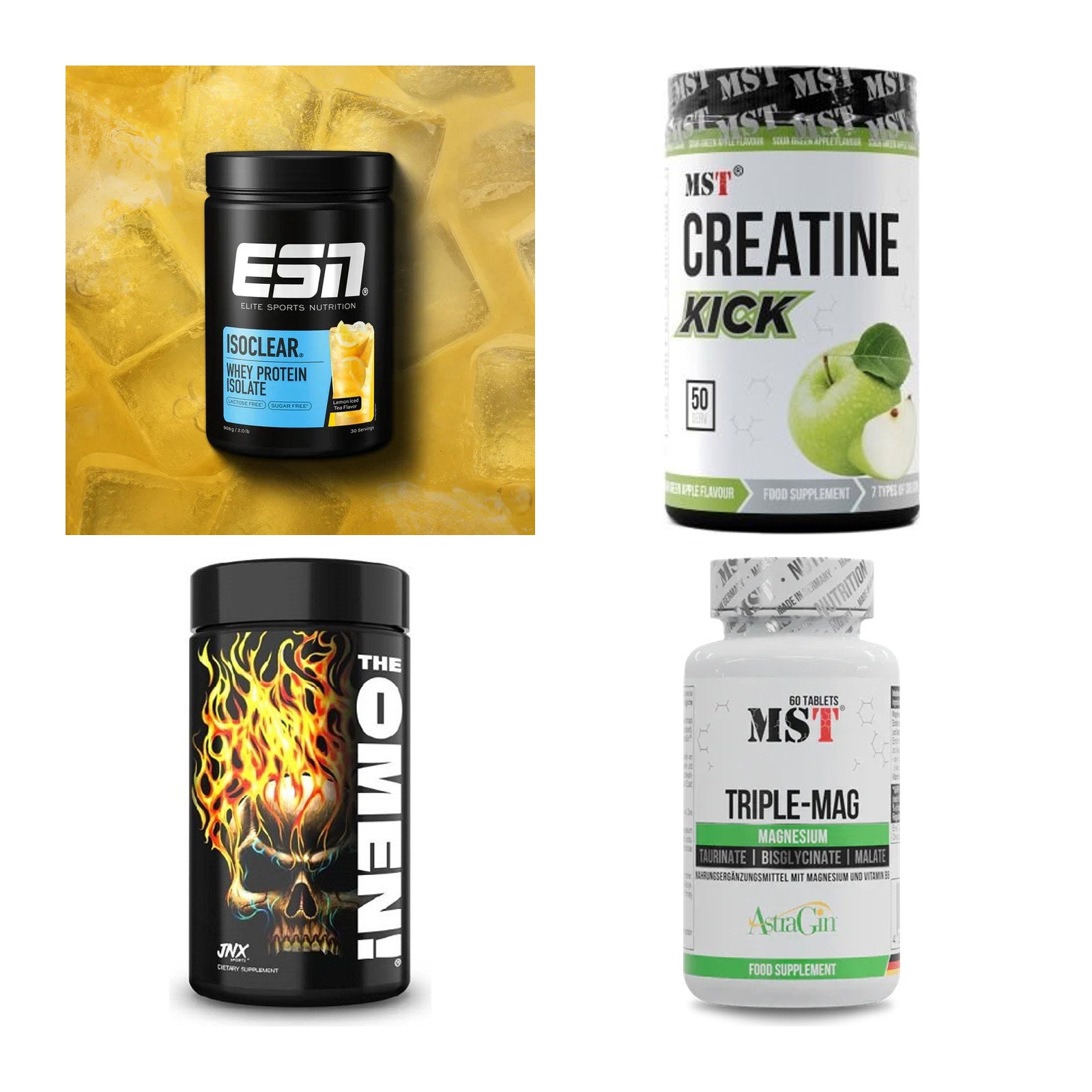 Wettkampfvorbereitung: ESN ISOCLEAR + MST Creatine + 2 weitere – alle enthaltenen Artikel