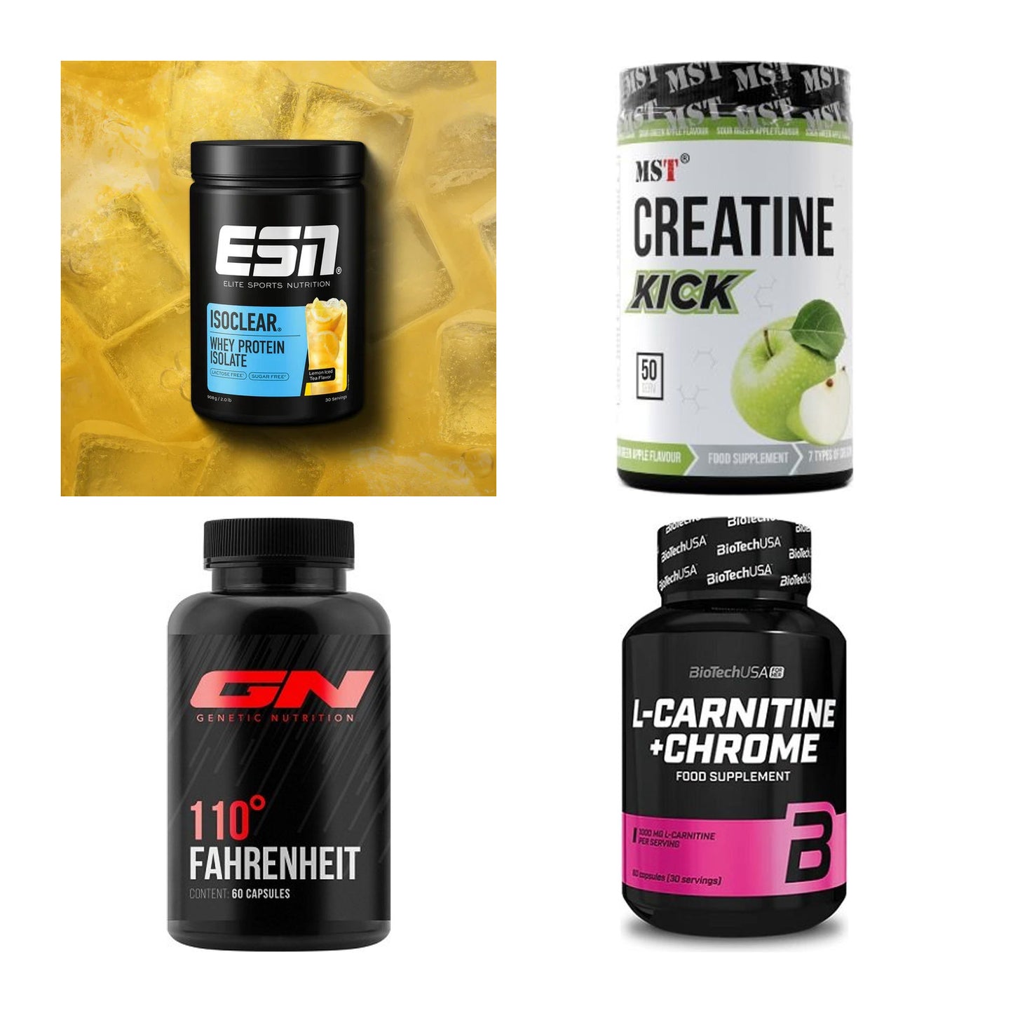 Wettkampfvorbereitung: ESN ISOCLEAR + MST Creatine + 2 weitere – alle enthaltenen Artikel