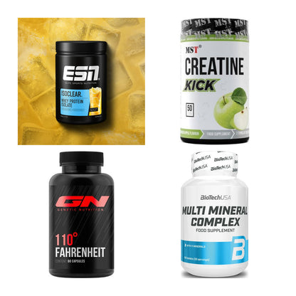 Wettkampfvorbereitung: ESN ISOCLEAR + MST Creatine + 2 weitere – alle enthaltenen Artikel