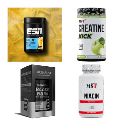Wettkampfvorbereitung: ESN ISOCLEAR + MST Creatine + 2 weitere – alle enthaltenen Artikel