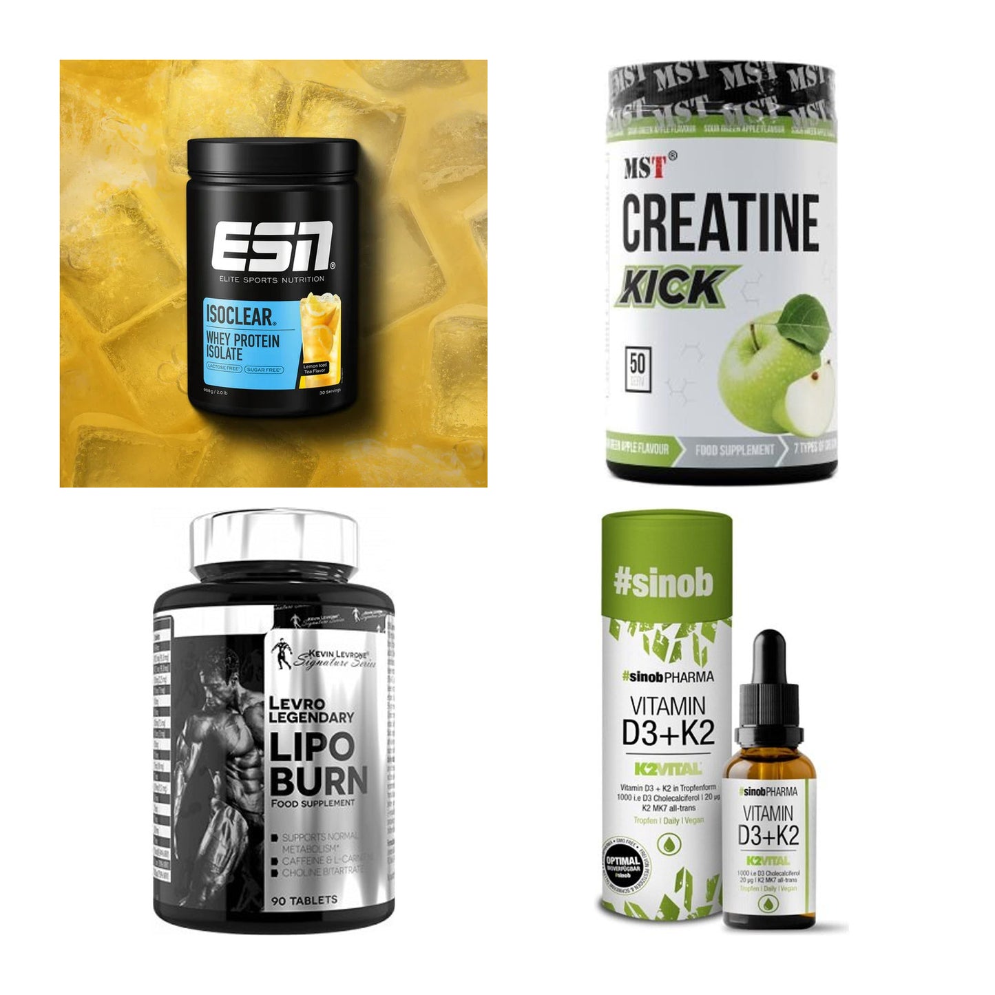 Wettkampfvorbereitung: ESN ISOCLEAR + MST Creatine + 2 weitere – alle enthaltenen Artikel