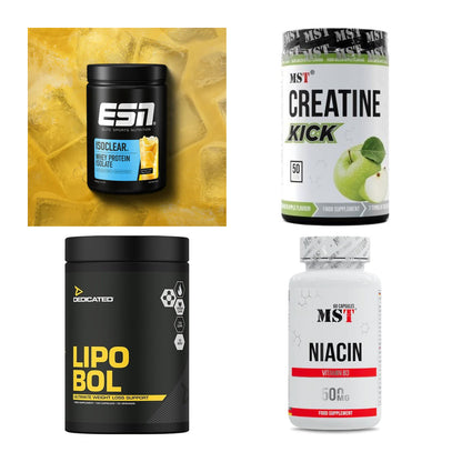 Wettkampfvorbereitung: ESN ISOCLEAR + MST Creatine + 2 weitere – alle enthaltenen Artikel