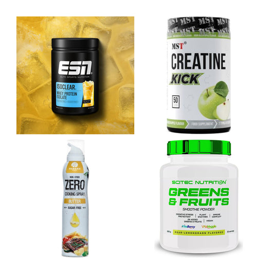 Wettkampfvorbereitung: ESN ISOCLEAR + MST Creatine + 2 weitere – alle enthaltenen Artikel