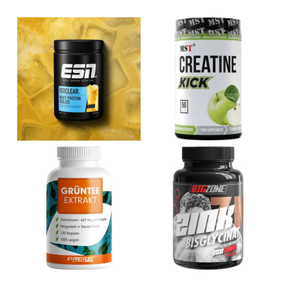 Wettkampfvorbereitung: ESN ISOCLEAR + MST Creatine + 2 weitere – alle enthaltenen Artikel