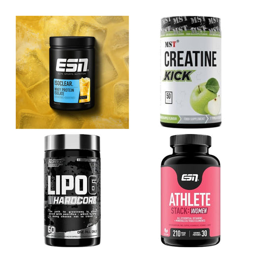 Wettkampfvorbereitung: ESN ISOCLEAR + MST Creatine + 2 weitere – alle enthaltenen Artikel