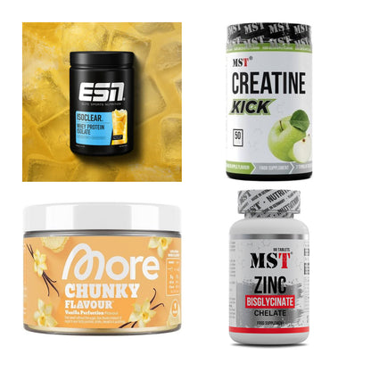 Wettkampfvorbereitung: ESN ISOCLEAR + MST Creatine + 2 weitere – alle enthaltenen Artikel