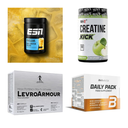 Wettkampfvorbereitung: ESN ISOCLEAR + MST Creatine + 2 weitere – alle enthaltenen Artikel