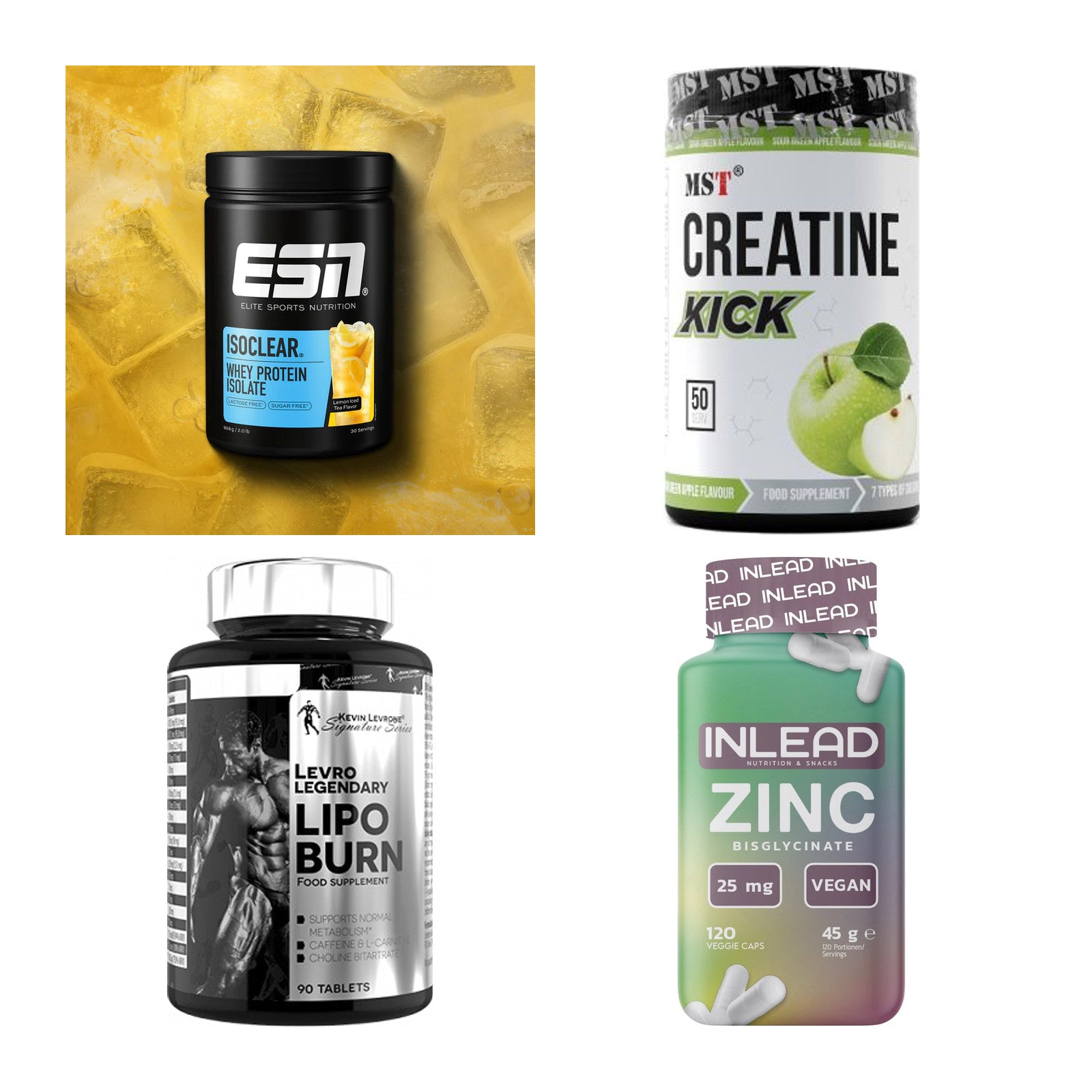 Wettkampfvorbereitung: ESN ISOCLEAR + MST Creatine + 2 weitere – alle enthaltenen Artikel