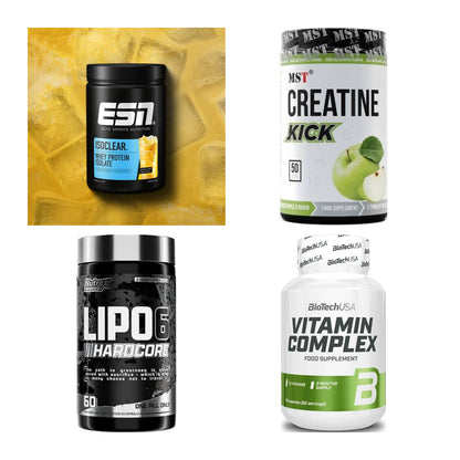 Wettkampfvorbereitung: ESN ISOCLEAR + MST Creatine + 2 weitere – alle enthaltenen Artikel
