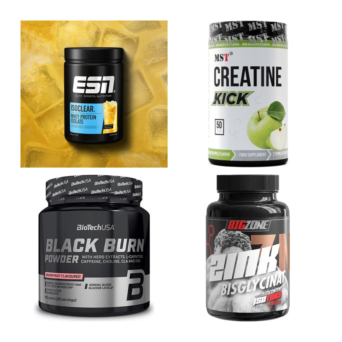 Wettkampfvorbereitung: ESN ISOCLEAR + MST Creatine + 2 weitere – alle enthaltenen Artikel
