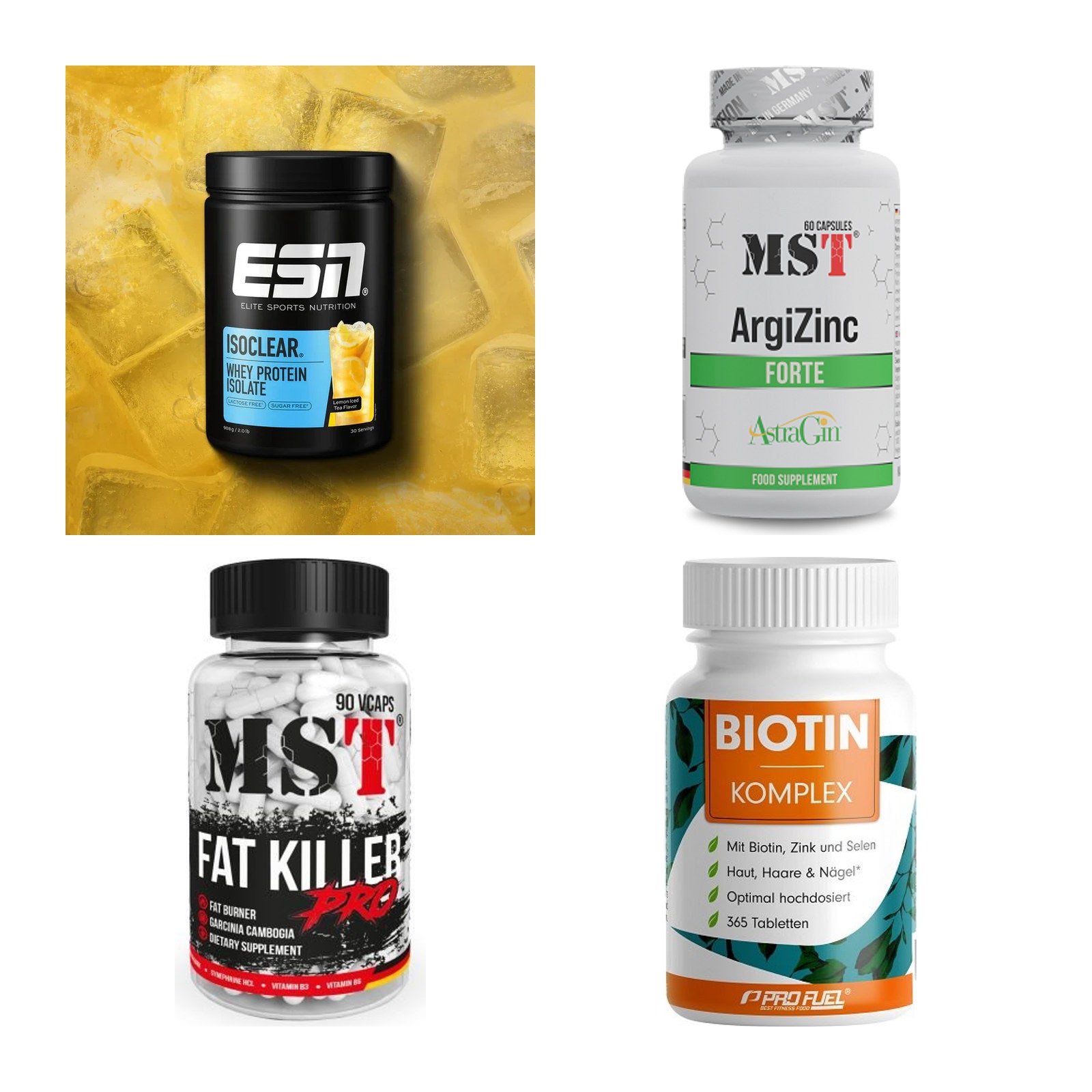 Wettkampfvorbereitung: ESN ISOCLEAR + MST ArgiZinc + 2 weitere – alle enthaltenen Artikel
