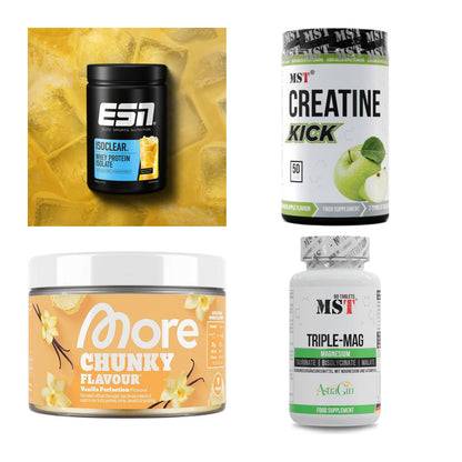 Wettkampfvorbereitung: ESN ISOCLEAR + MST Creatine + 2 weitere – alle enthaltenen Artikel