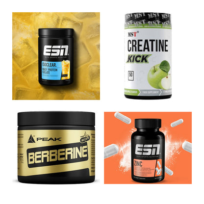 Wettkampfvorbereitung: ESN ISOCLEAR + MST Creatine + 2 weitere – alle enthaltenen Artikel