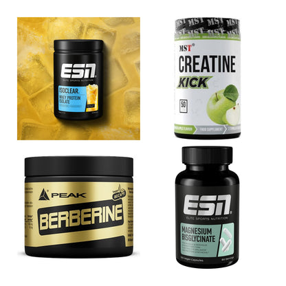 Wettkampfvorbereitung: ESN ISOCLEAR + MST Creatine + 2 weitere – alle enthaltenen Artikel
