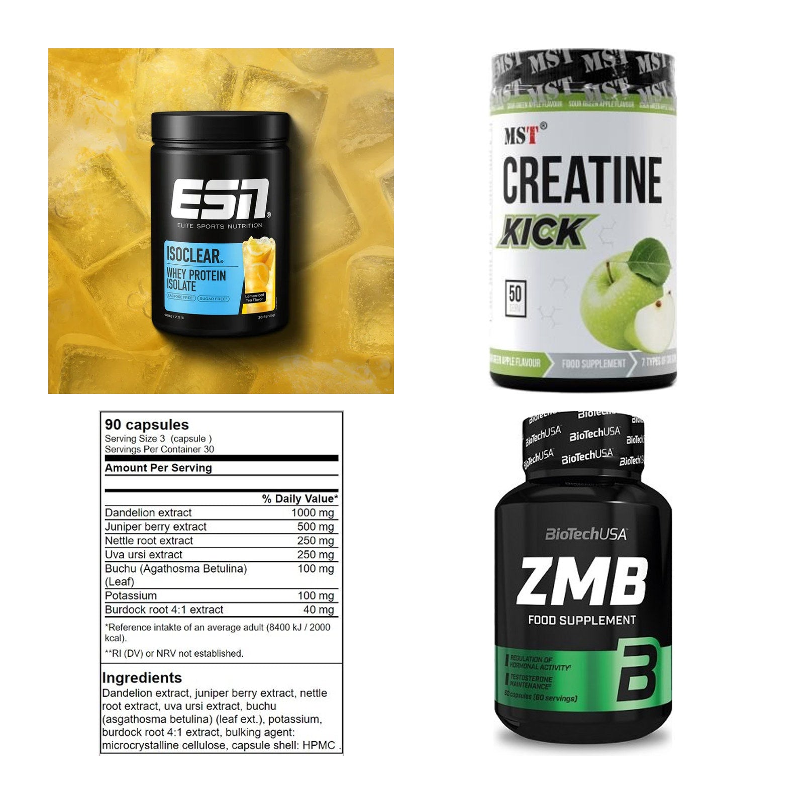 Wettkampfvorbereitung: ESN ISOCLEAR + MST Creatine + 2 weitere – alle enthaltenen Artikel