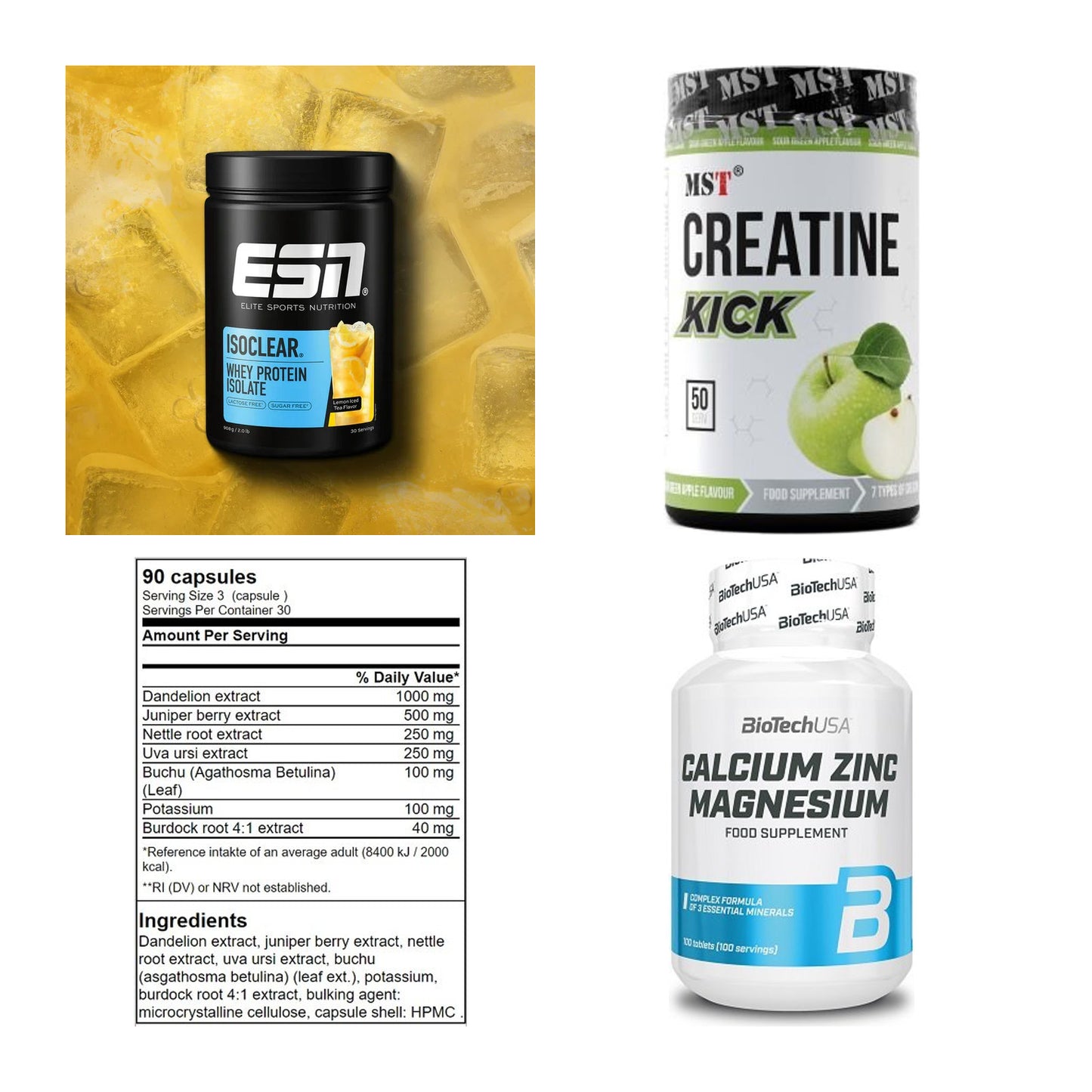 Wettkampfvorbereitung: ESN ISOCLEAR + MST Creatine + 2 weitere – alle enthaltenen Artikel