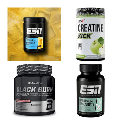 Wettkampfvorbereitung: ESN ISOCLEAR + MST Creatine + 2 weitere – alle enthaltenen Artikel