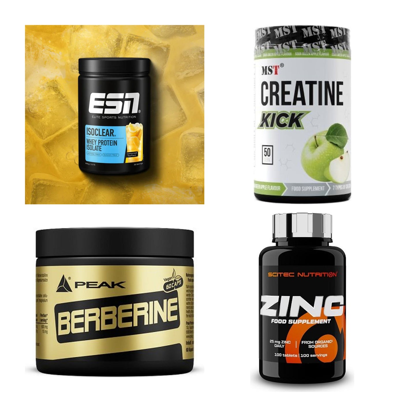 Wettkampfvorbereitung: ESN ISOCLEAR + MST Creatine + 2 weitere – alle enthaltenen Artikel