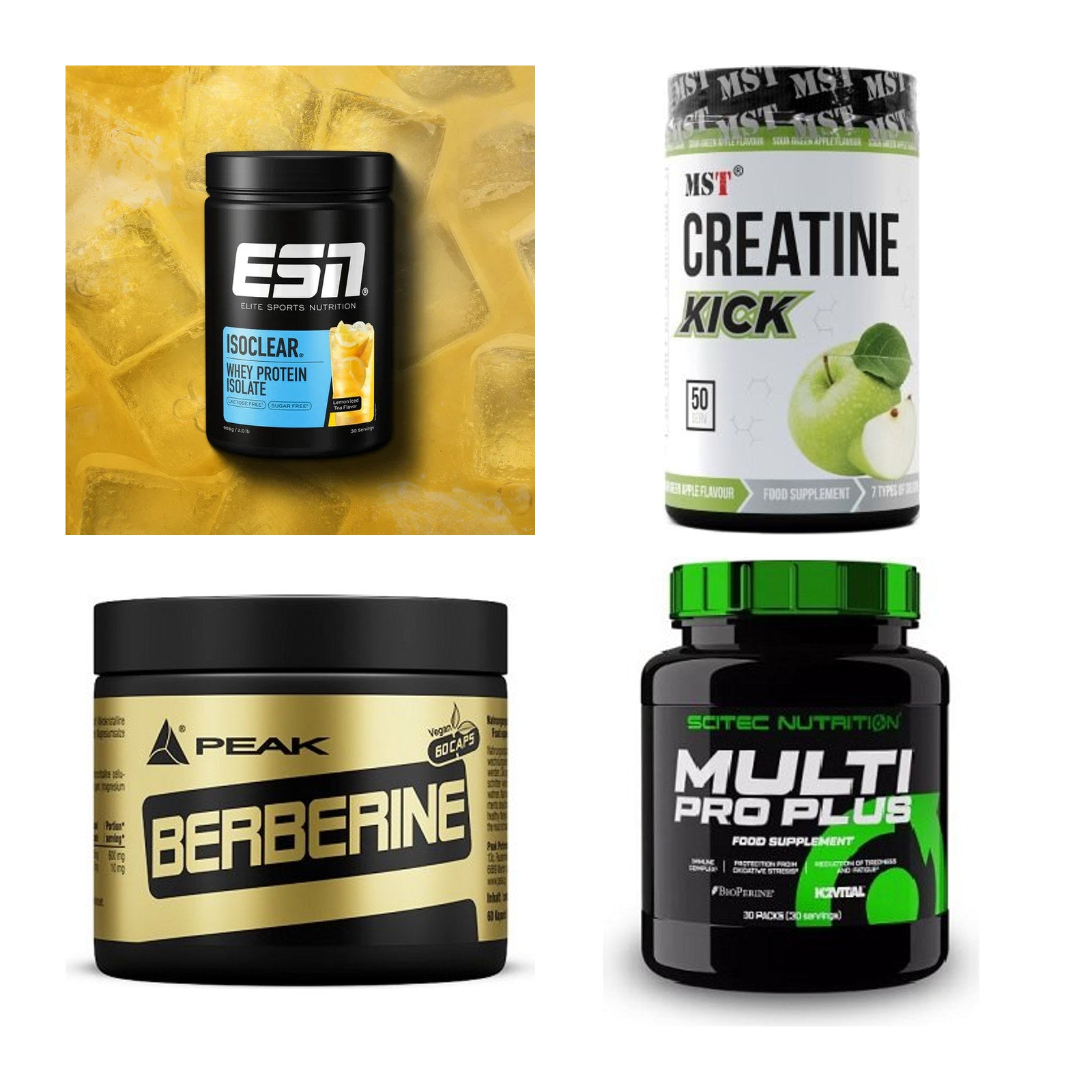 Wettkampfvorbereitung: ESN ISOCLEAR + MST Creatine + 2 weitere – alle enthaltenen Artikel