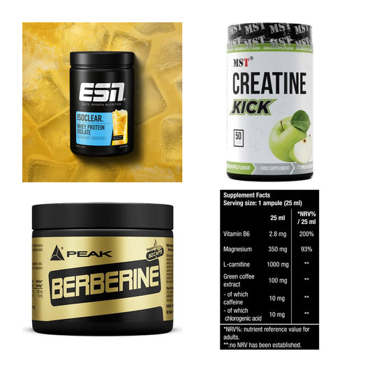 Wettkampfvorbereitung: ESN ISOCLEAR + MST Creatine + 2 weitere – alle enthaltenen Artikel