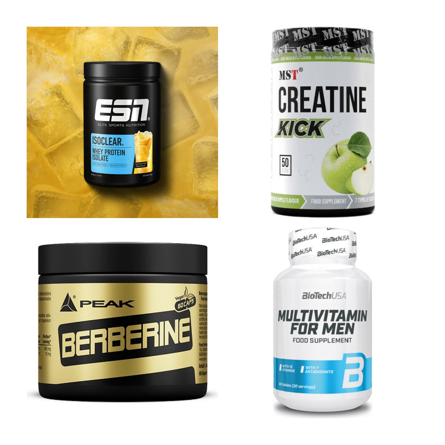 Wettkampfvorbereitung: ESN ISOCLEAR + MST Creatine + 2 weitere – alle enthaltenen Artikel