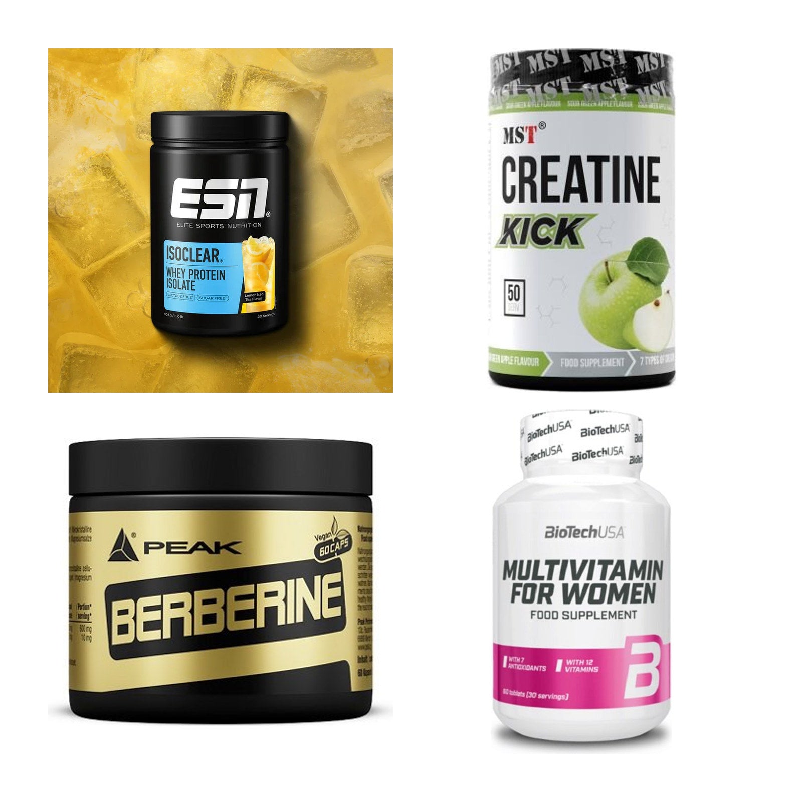 Wettkampfvorbereitung: ESN ISOCLEAR + MST Creatine + 2 weitere – alle enthaltenen Artikel