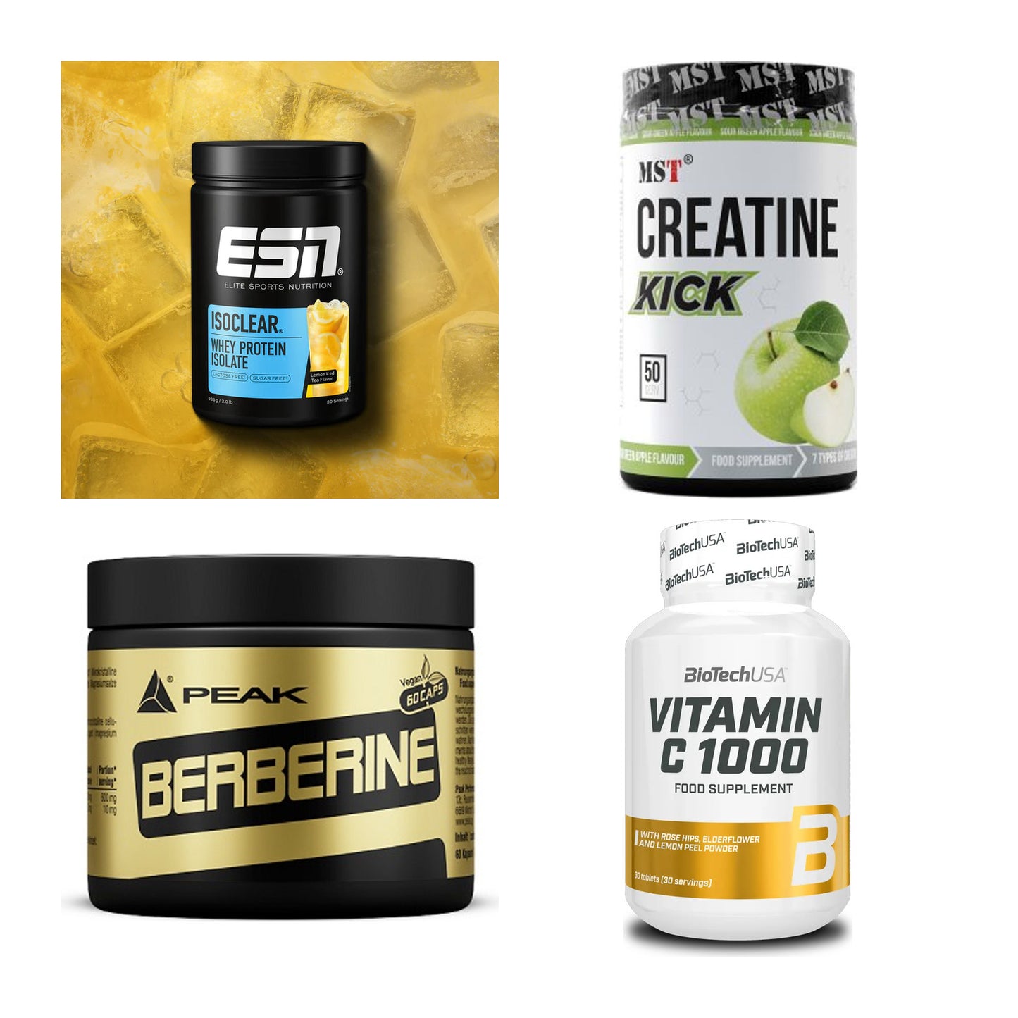 Wettkampfvorbereitung: ESN ISOCLEAR + MST Creatine + 2 weitere – alle enthaltenen Artikel