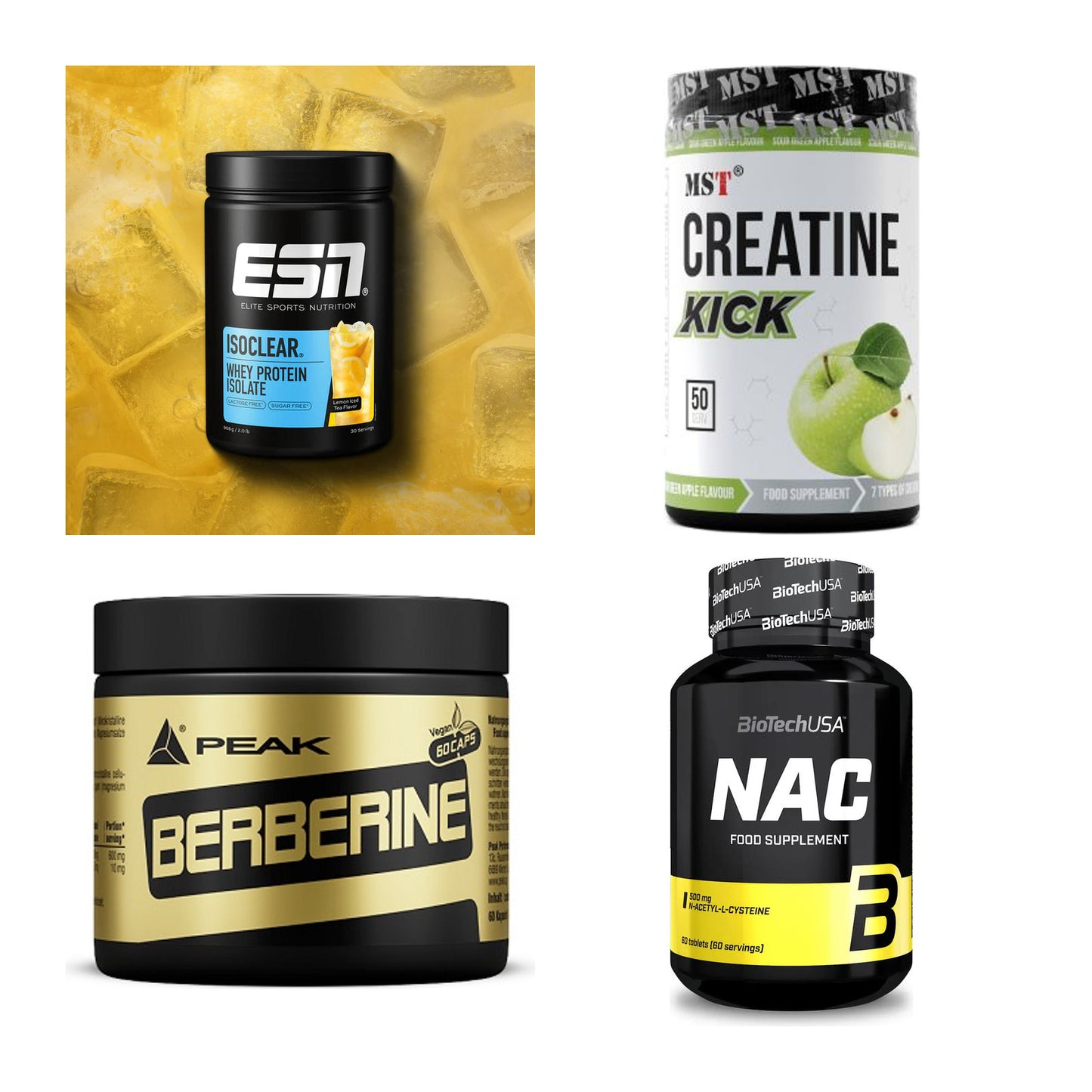 Wettkampfvorbereitung: ESN ISOCLEAR + MST Creatine + 2 weitere – alle enthaltenen Artikel
