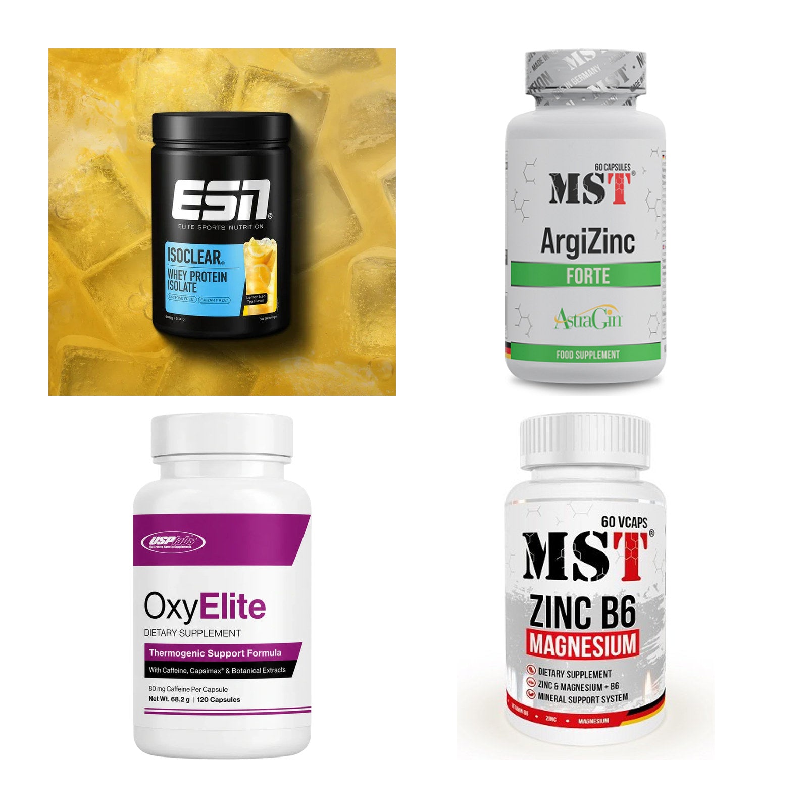Wettkampfvorbereitung: ESN ISOCLEAR + MST ArgiZinc + 2 weitere – alle enthaltenen Artikel