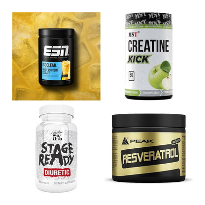 Wettkampfvorbereitung: ESN ISOCLEAR + MST Creatine + 2 weitere – alle enthaltenen Artikel