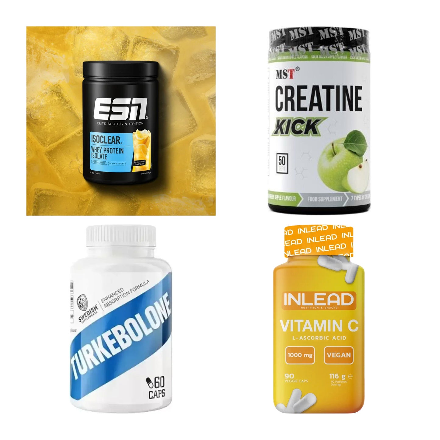 Wettkampfvorbereitung: ESN ISOCLEAR + MST Creatine + 2 weitere – alle enthaltenen Artikel